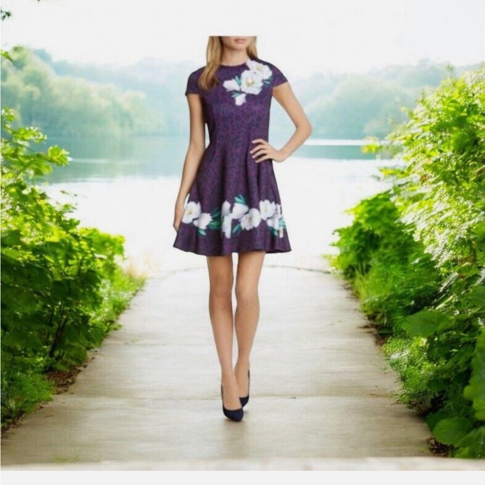 NWOT Ted Baker TOHKOH Wilderness short sleeved skater dress